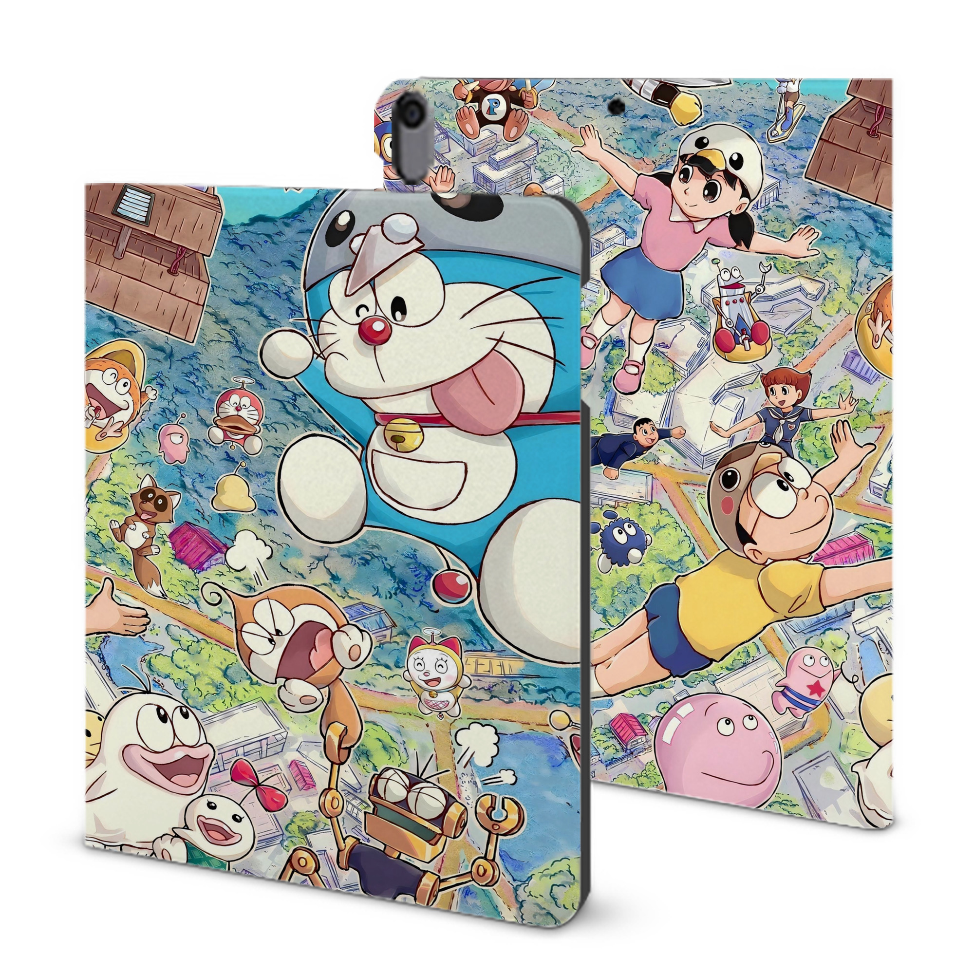 （画像用） ドラえもん Doraemon IPad ケース ブック型 PUレザー TPU 耐衝撃 軽量 薄型 ペン収納なし 全面保護 IPad 各モデル対応